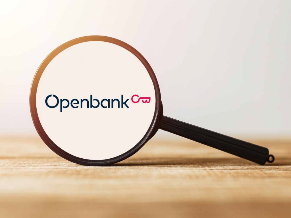 Een vergrootglas met Openbank in het midden.