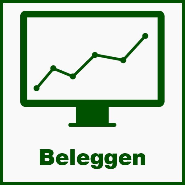 Monitor met grafiek met de tekst beleggen.