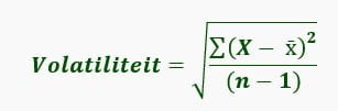 De formule voor het berekenen van de volatiliteit.