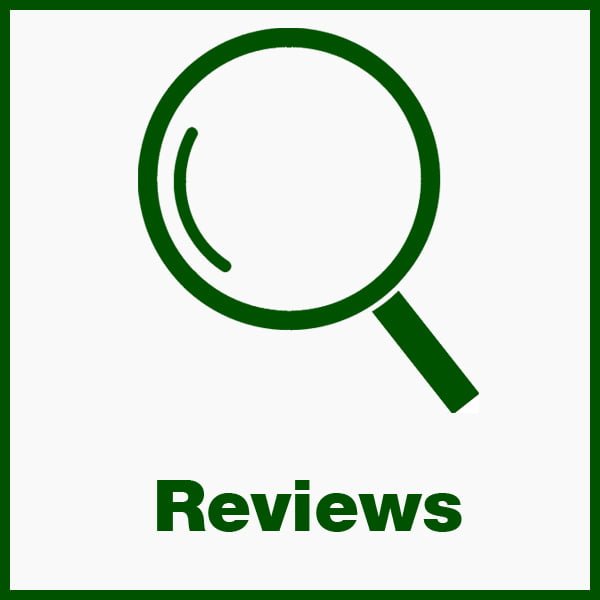 Vergrootglas met de tekst reviews.