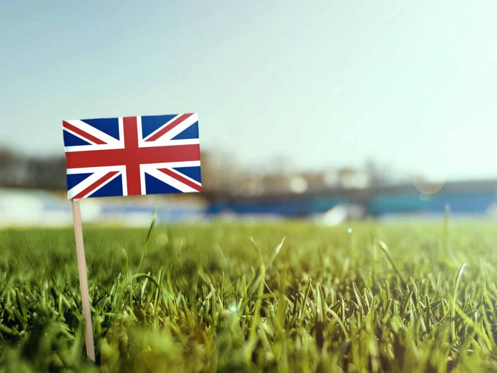 Weiland met een Brits vlaggetje.