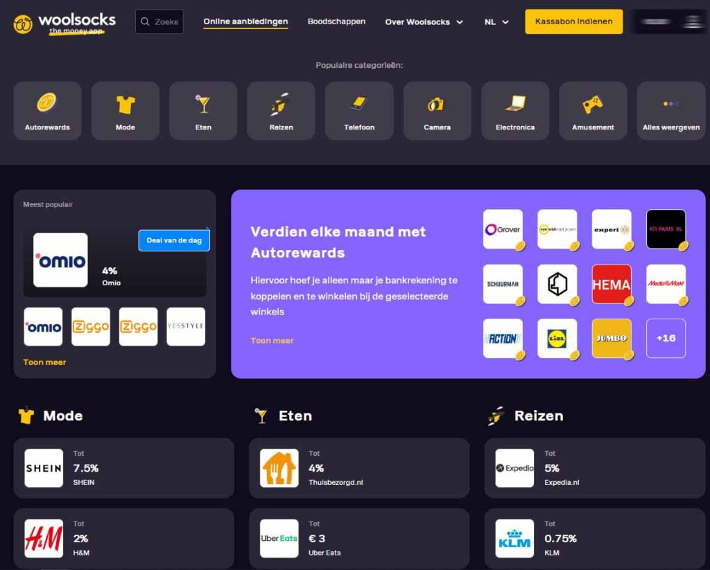 Screenshot van de Woolsocks website.